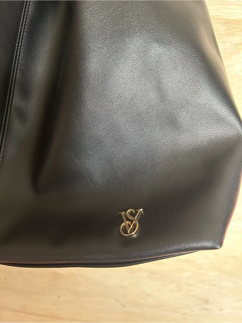 Victoria's Secret Black Shoulder Hobo Bag with Gold Logo